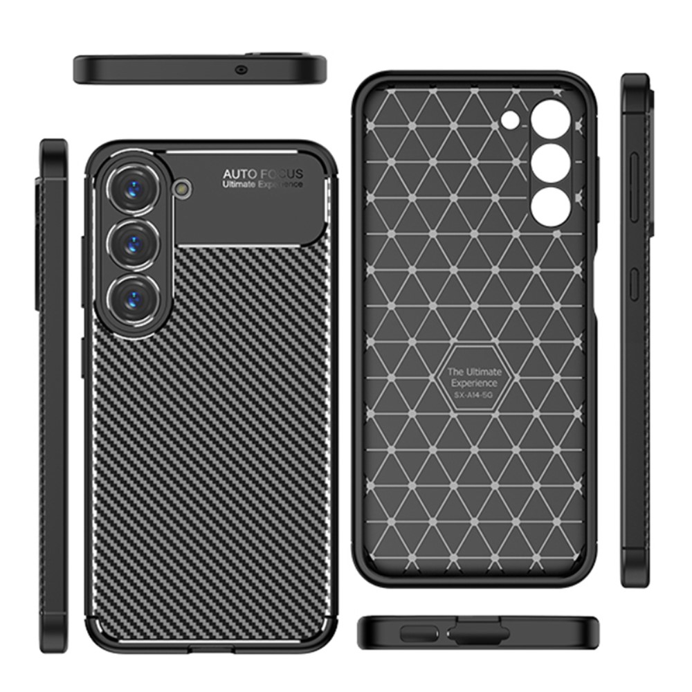 Samsung Galaxy S23 5G Gummi Case Schutzhülle mit Air Cushion Fallschutz im Carbon Look - Schwarz