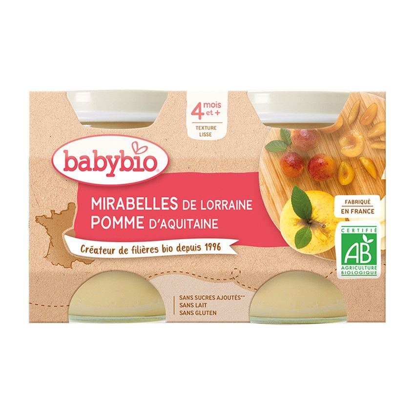 Petit pot mirabelle et pomme bio - 2x130g - Doré