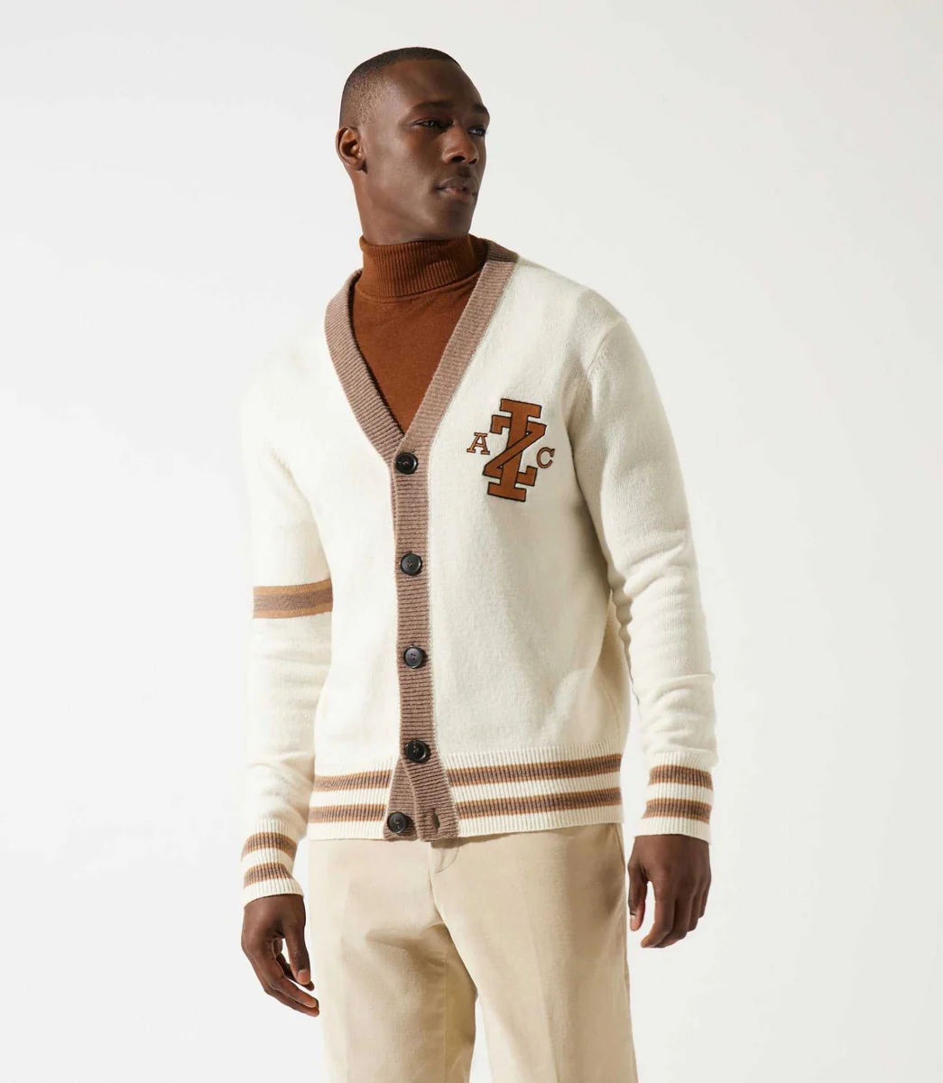 Gilet boutonné brodé écru