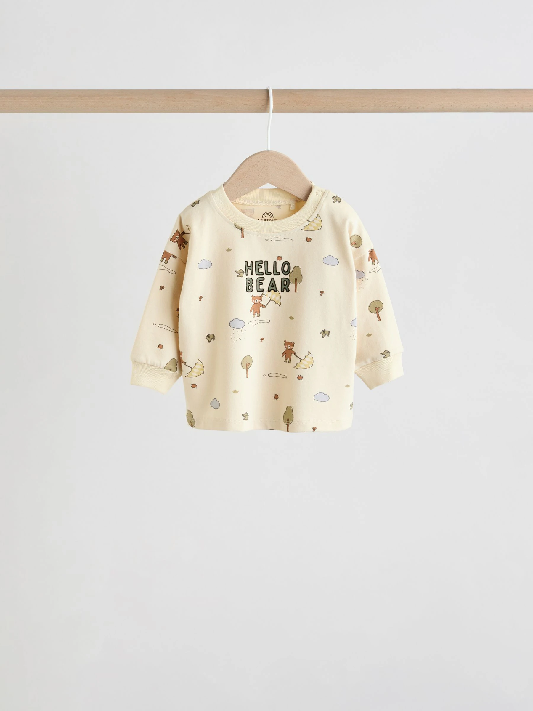 Khaki/Lichtbruin Hello Bear - Tops en Leggings 6 -delige babyset (0mnd-3jr)