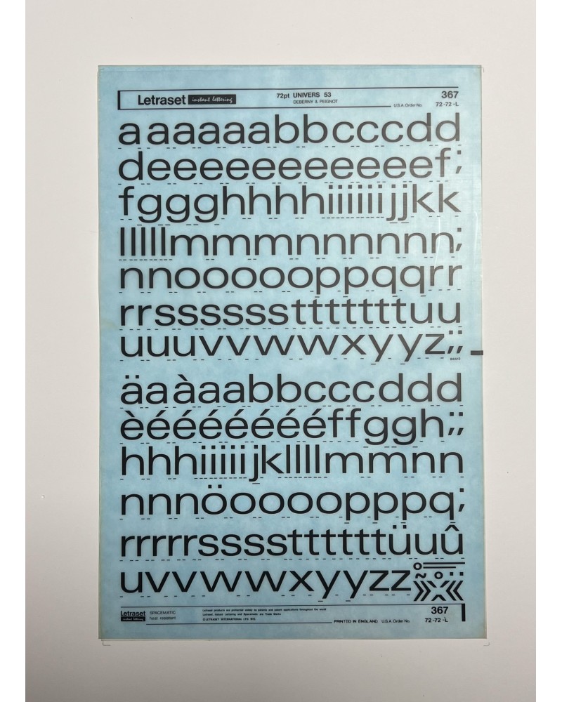 Letraset 367 - UNIVERS 53 -72pt