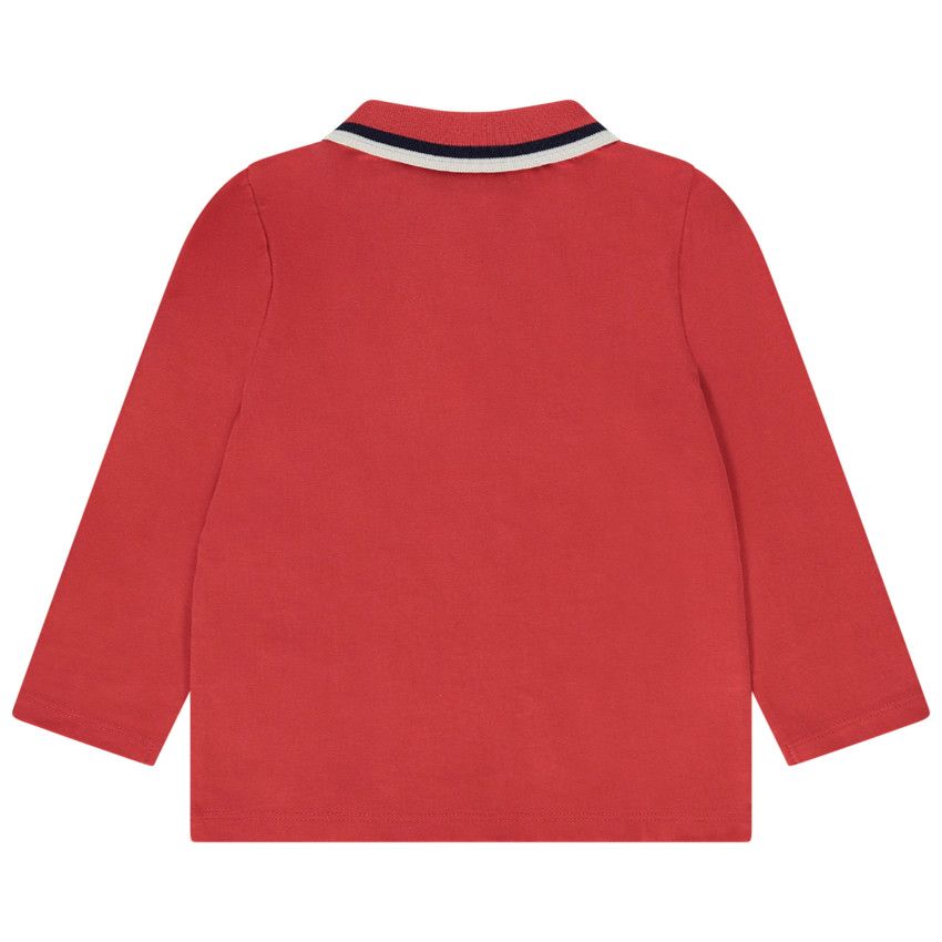 Polo manches longues avec badge brodé pour bébé garçon - Rouge