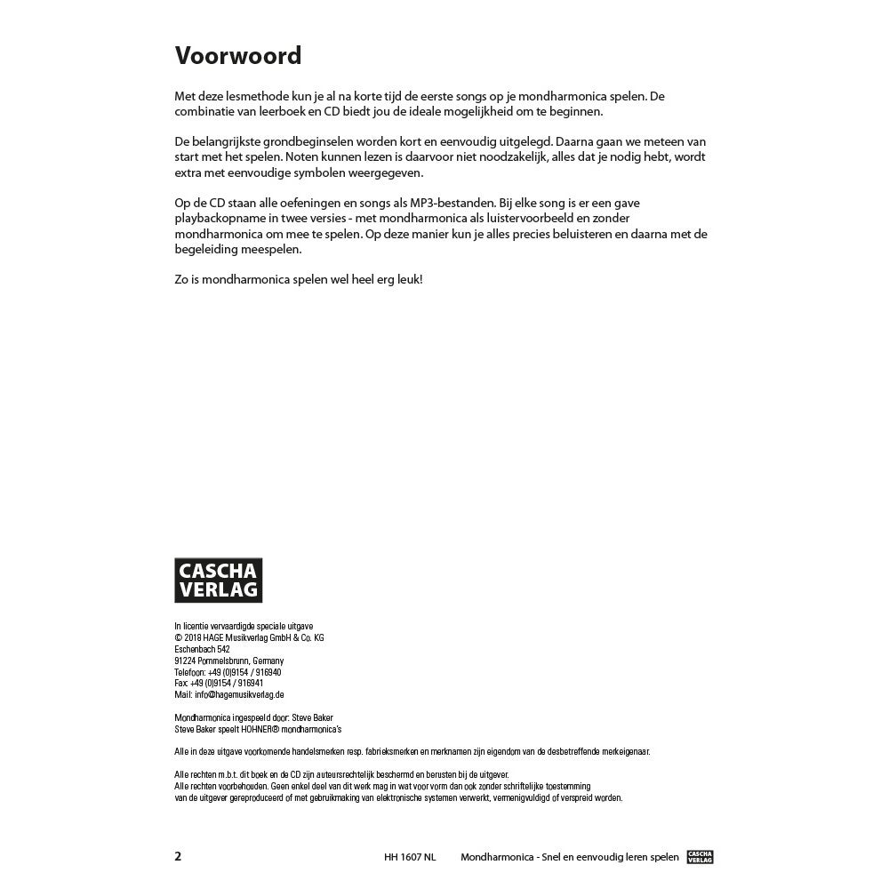 Cascha HH 1607 NL Mondharmonica - Snel en eenvoudig leren spelen