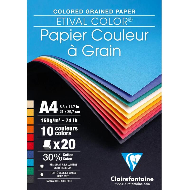 Etival Color bloc collé 20F A4 160g - Assortiment vif