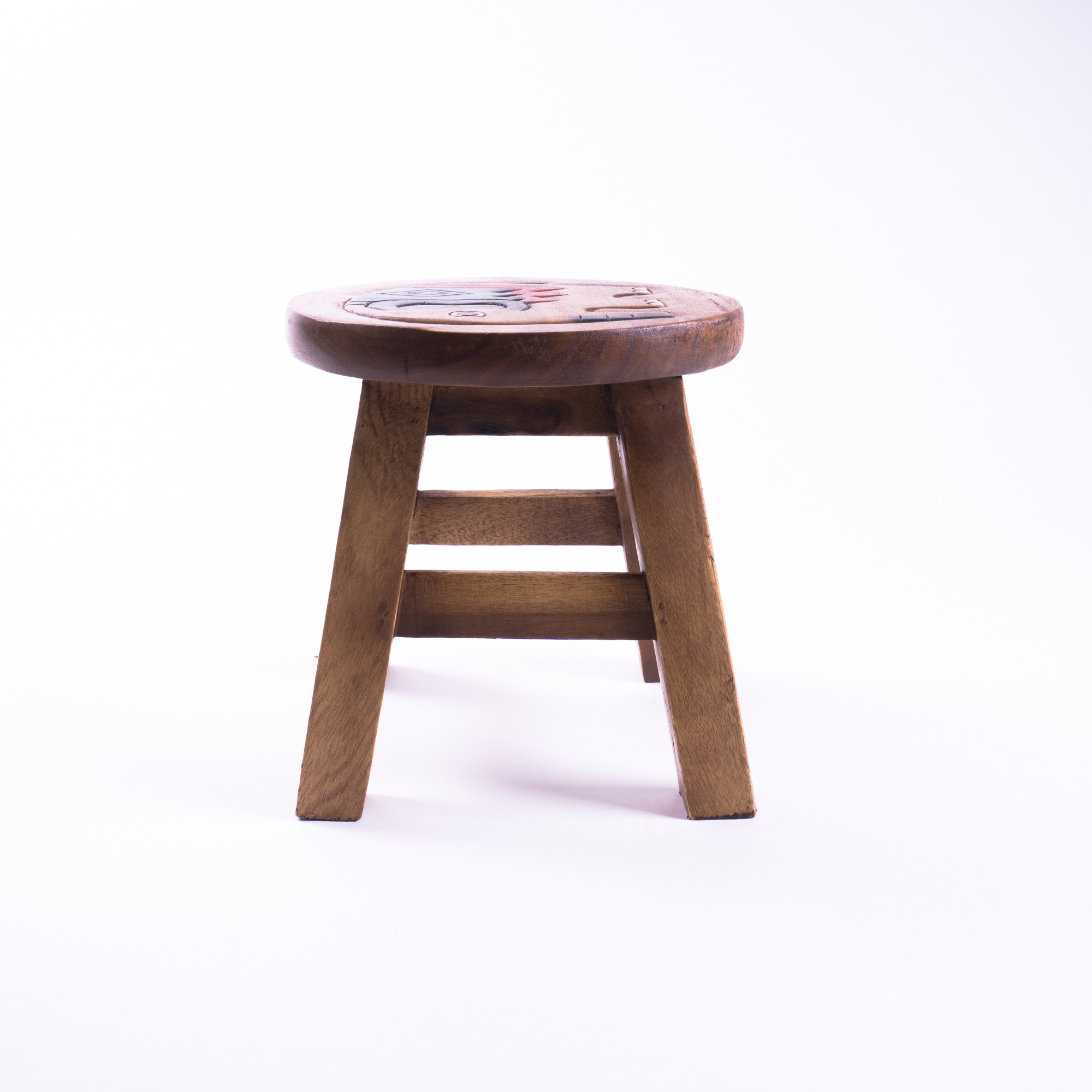 Massiver kleiner Elefanten-Hocker, natur, rot, schwarz, Ø 25 cm, H 25 cm von fischer's lagerhaus