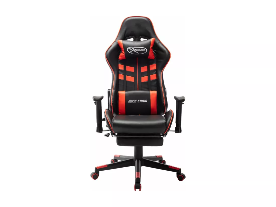 Chaise de jeu avec repose-pied Noir et rouge Cuir artificiel