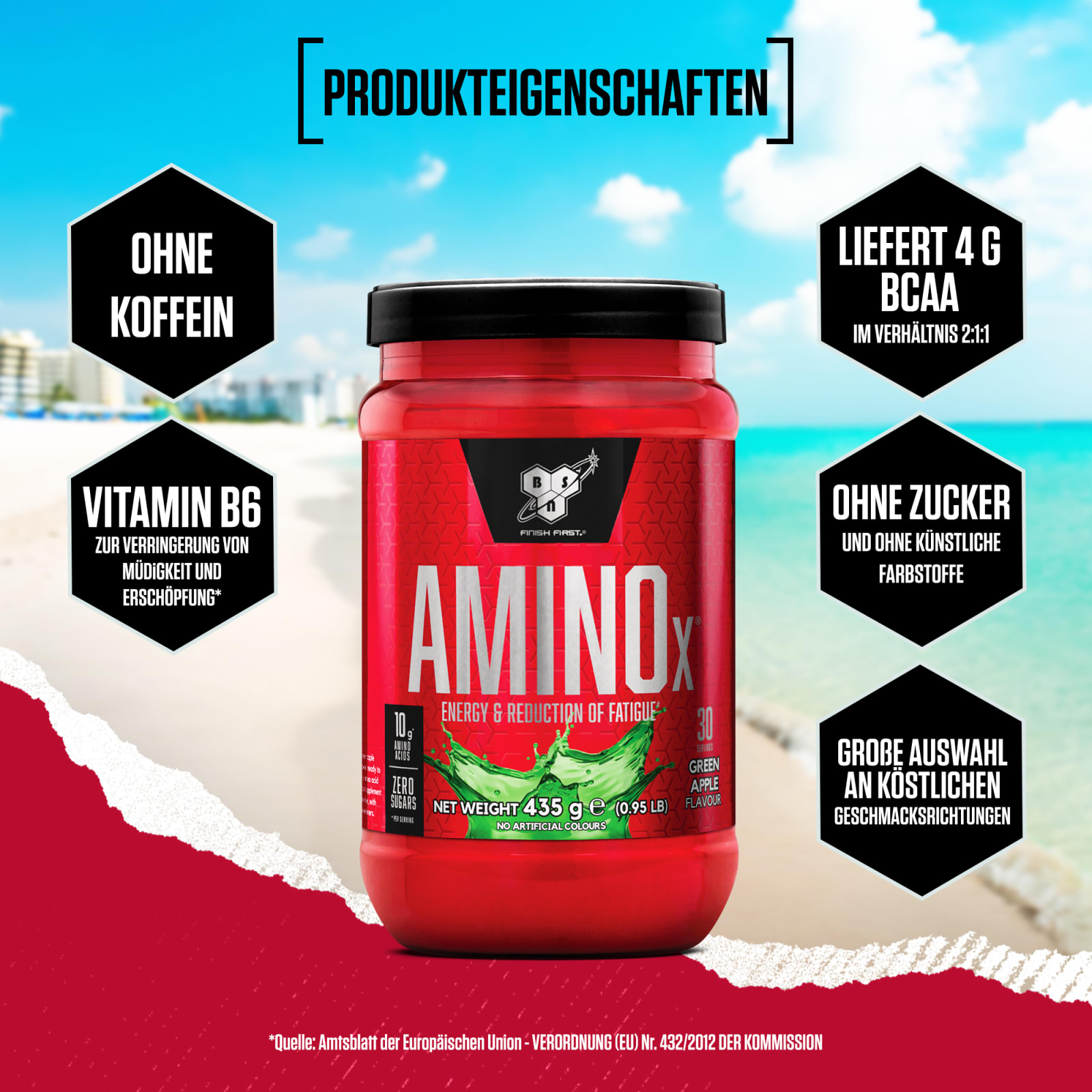 Amino X Aminosäuren BCAA - 435g - Grüner Apfel