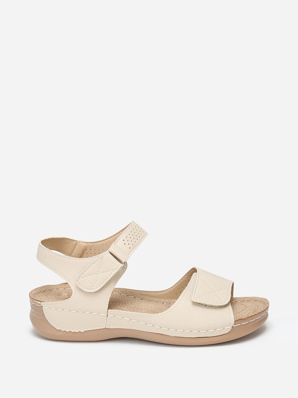Sandales à scratch grandes tailles- Beige