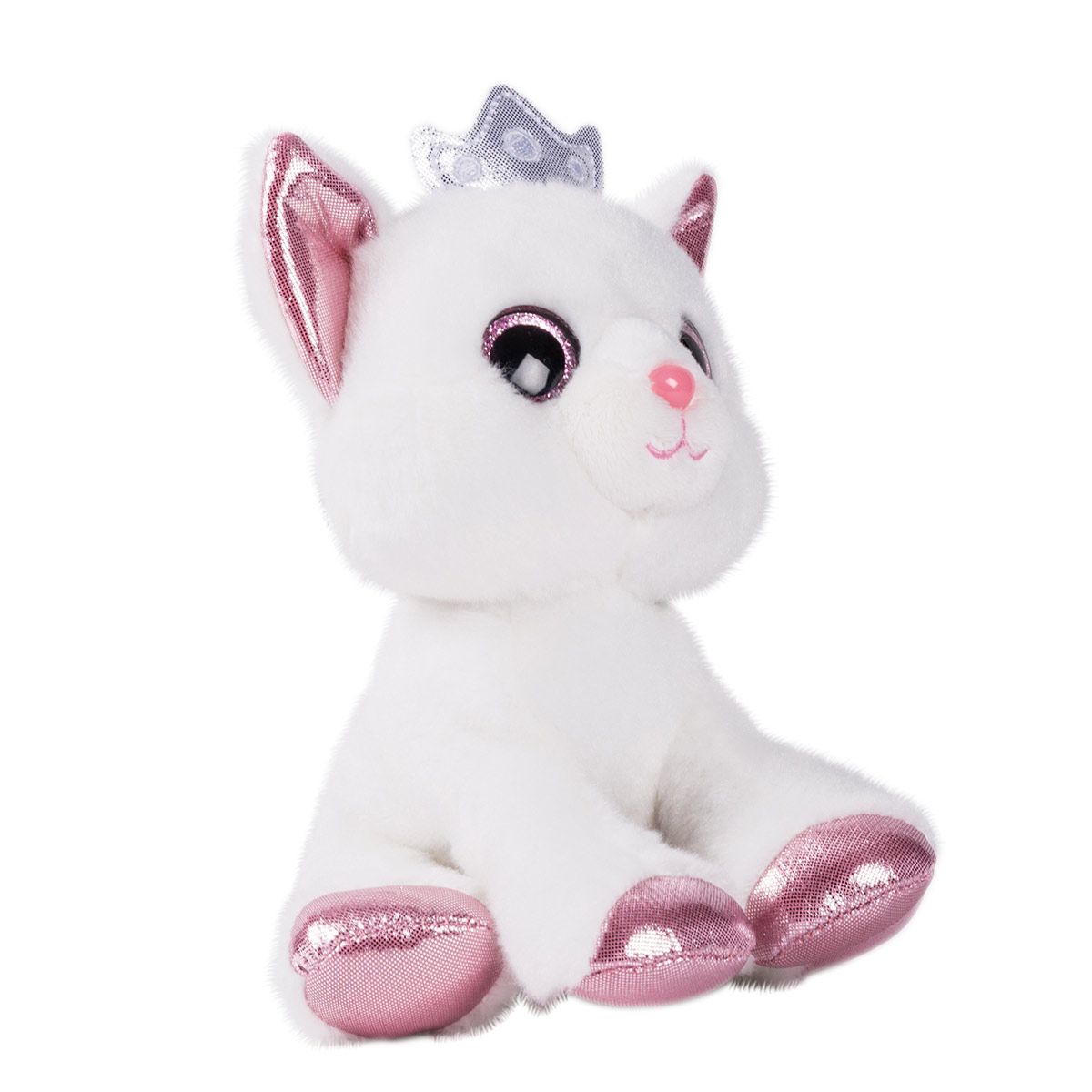 Chat blanc pailleté 16 cm