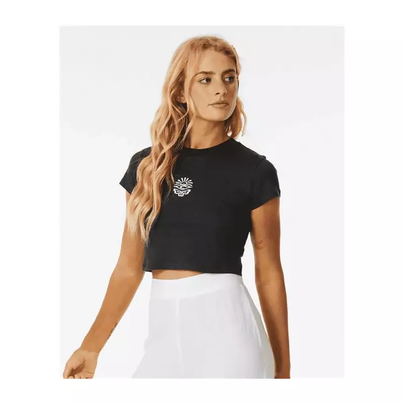 Teeshirt femme RIPCURL Icons Of Surf Baby Tee Washed Black XL