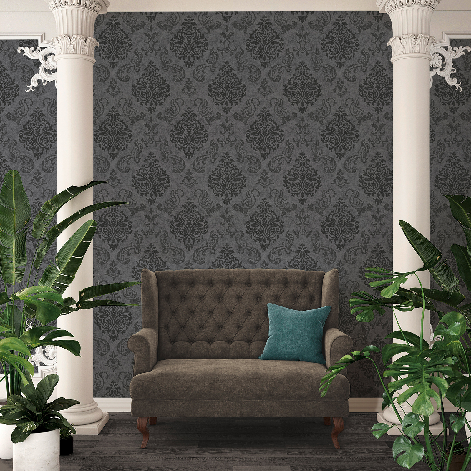 Vliestapete MEMORY 3 - schwarz- grau metallic - 10 Meter
