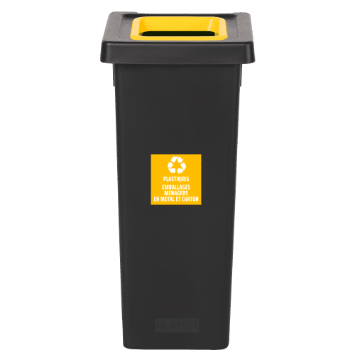 Poubelle PP recyclé Fit avec insert Ecogreen 50L noir/jaune Tampel