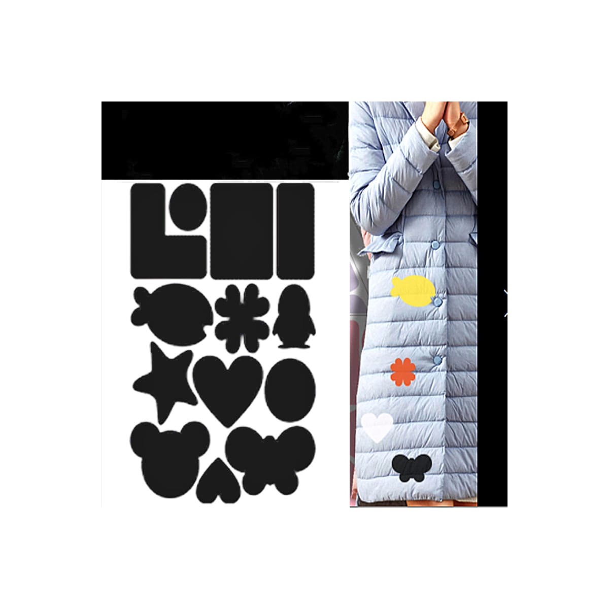 Selvklebende lapp for klutreparasjon Nylon Svart 5-ark