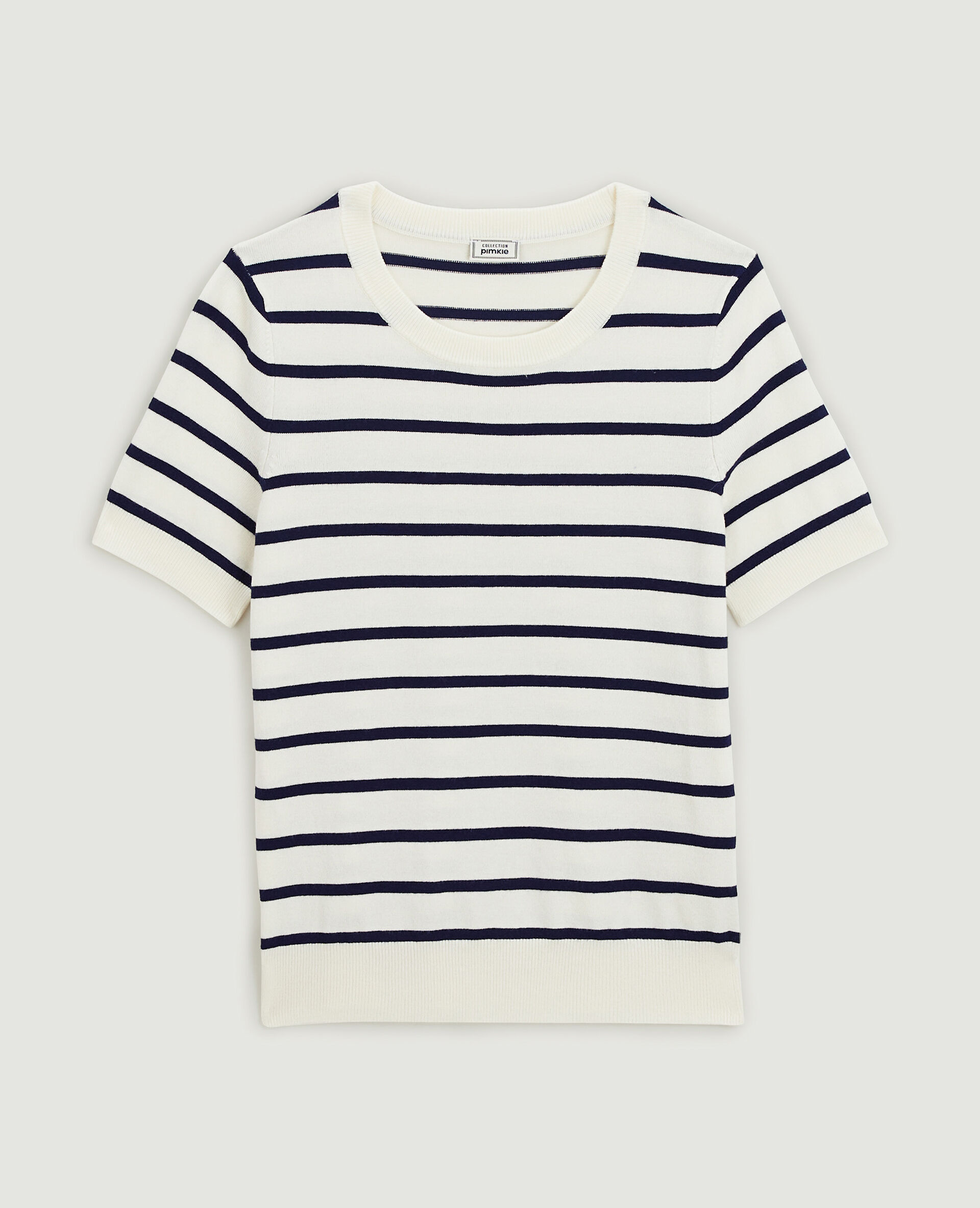 Pull manches courtes en maille fine - Blanc