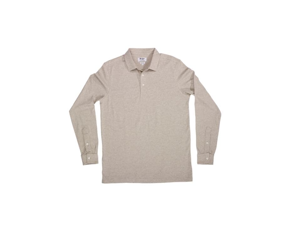 Polo manches longues homme Taupe Clair chiné - AIDEN ML