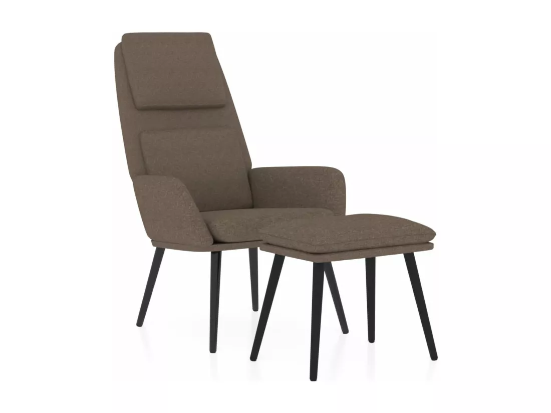 Chaise de relaxation avec tabouret Taupe Tissu