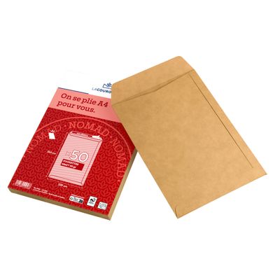 La Couronne - 50 Pochettes C4 229 x 324mm - 90 gr - sans fenêtre - brun - bande auto-adhésive