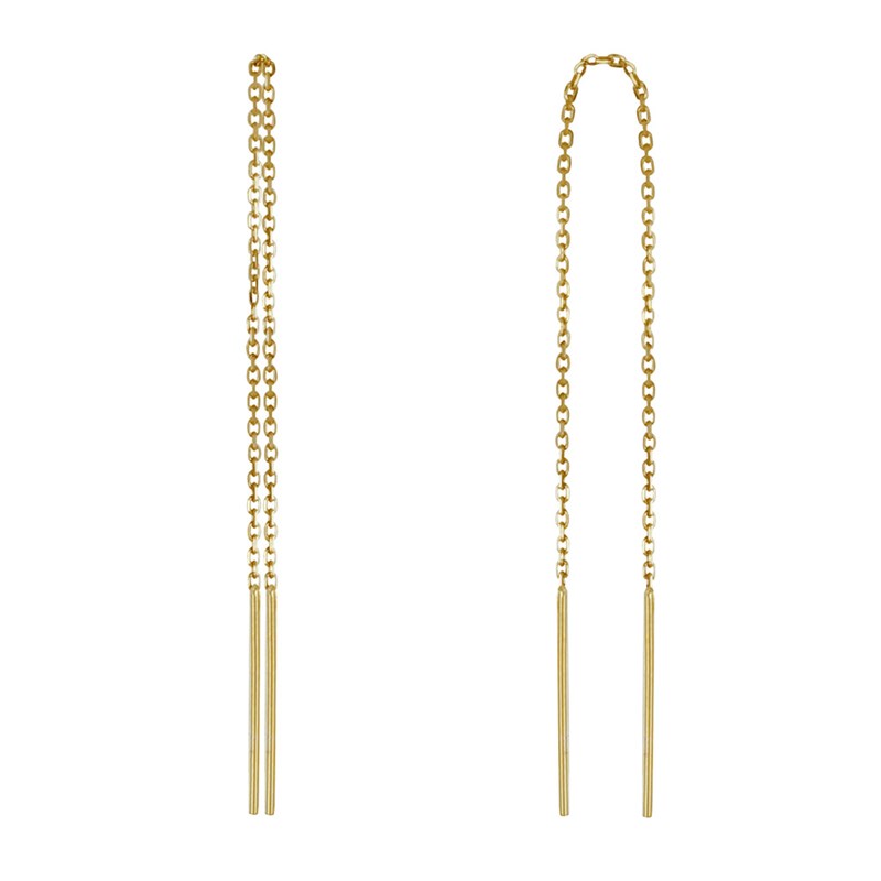 Boucles d'Oreilles Chainette Plaqué Or Deux Tiges
