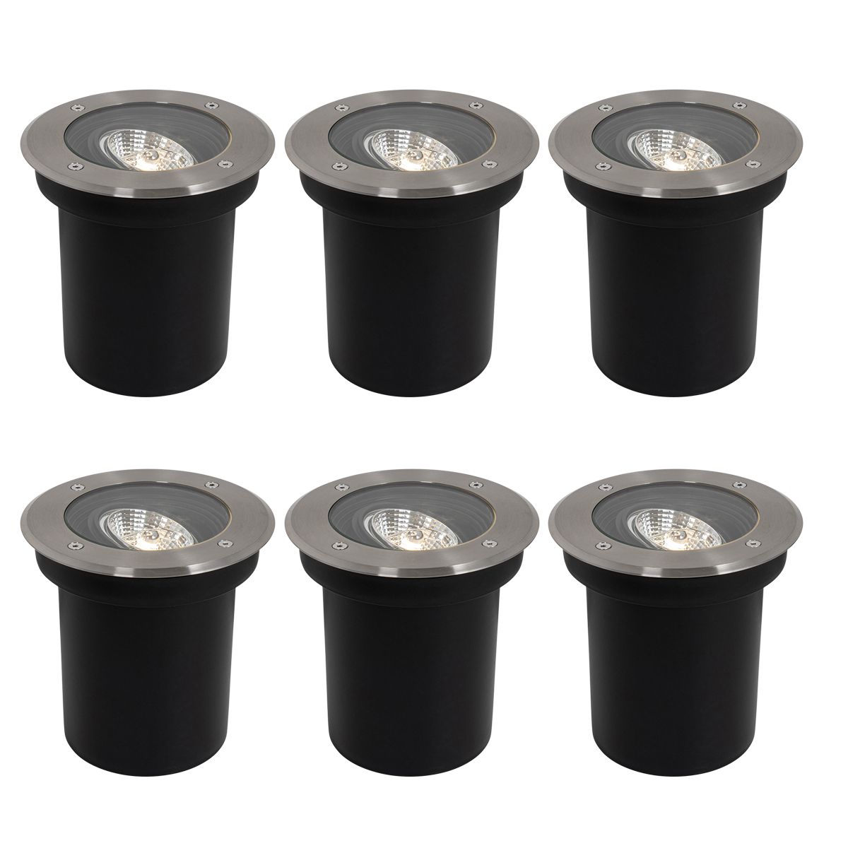Set van 6 moderne buiten grondspots staal AR70 verstelbaar IP65 - Delux