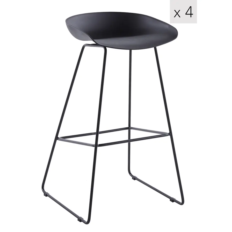 Set van 4 zwarte metalen barkrukken