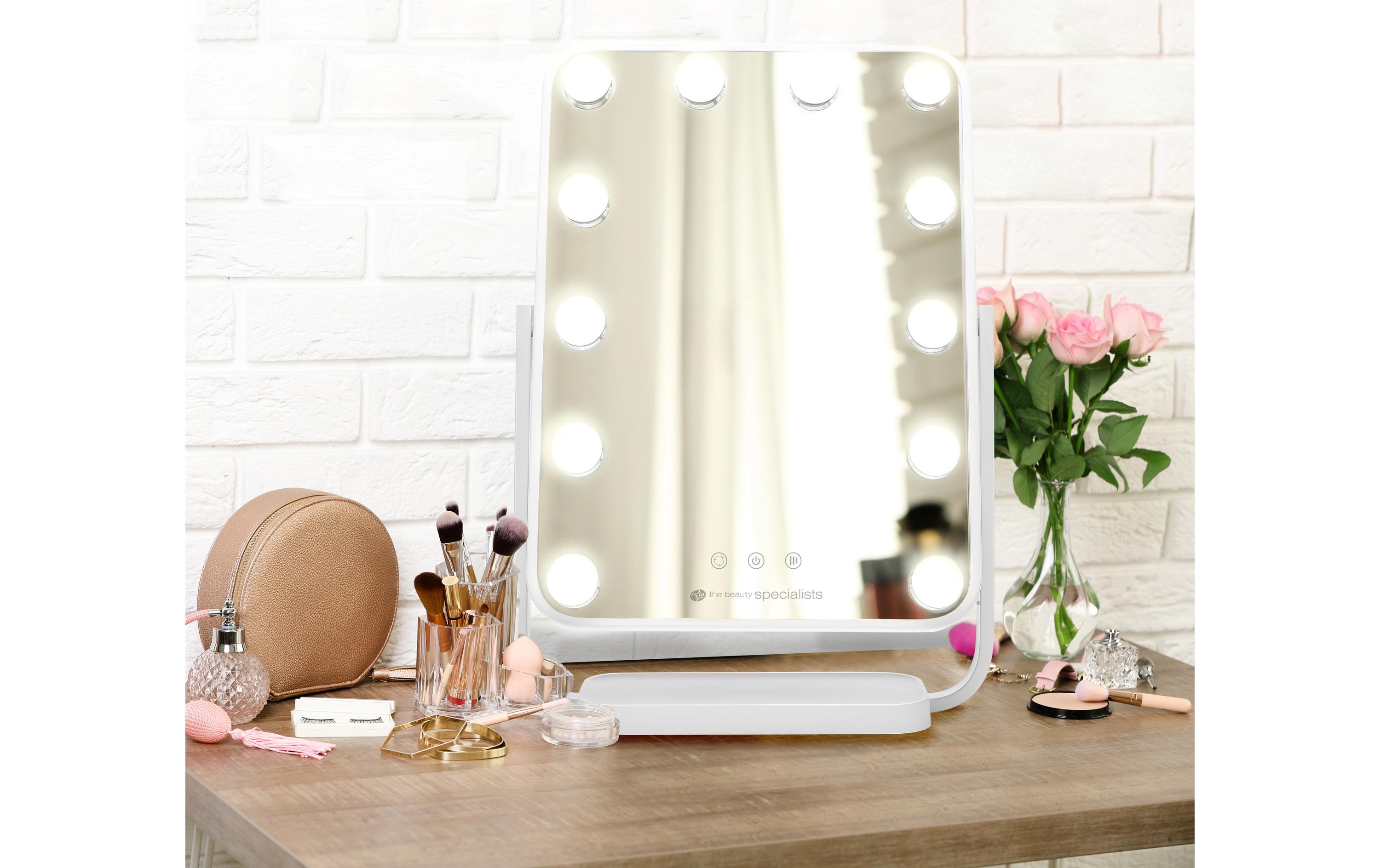 Kosmetikspiegel Hollywood Glamour Weiss<br>Schminktisch Spiegel