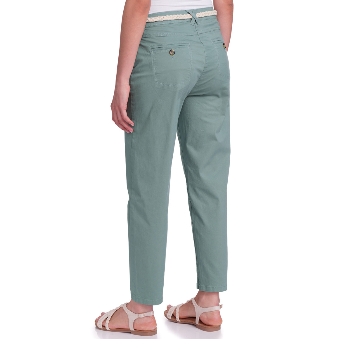Gina Damen Hose mit Zopf-Gürtel salbei