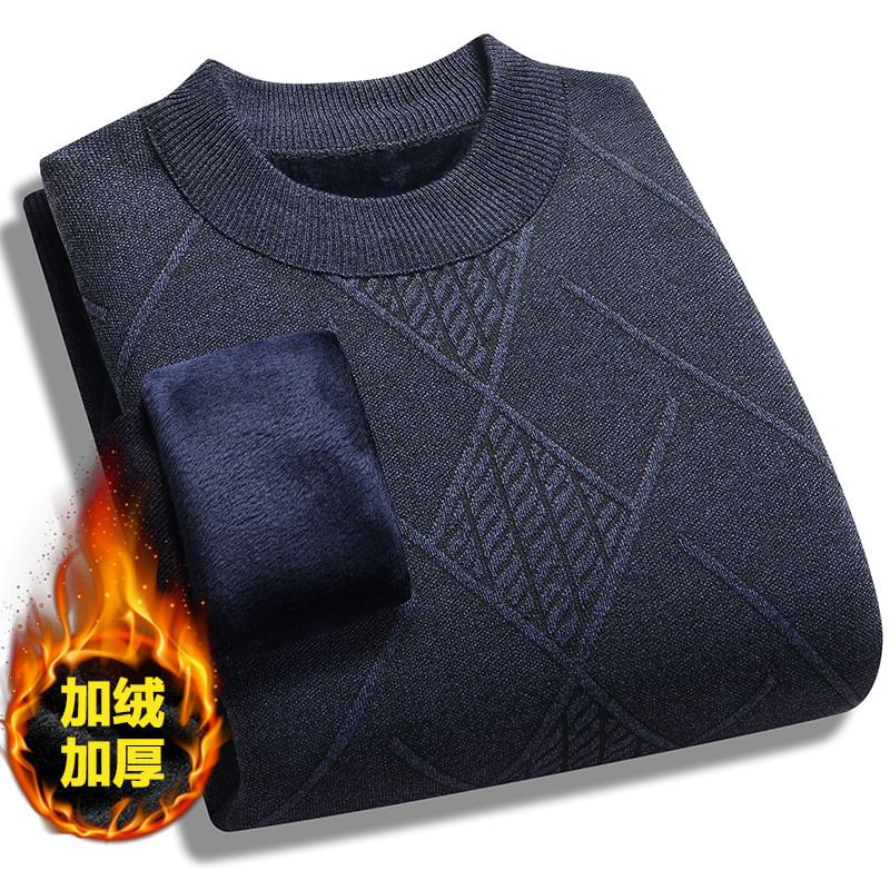 FORSETI - Trui met ronde hals en jacquard fleecevoering