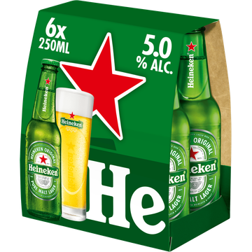 Heineken Premium Pilsener Bier Draaidop Fles 6 x 250ml