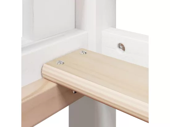 Lit superposé et échelle et toit blanc 90x200cm bois pin massif
