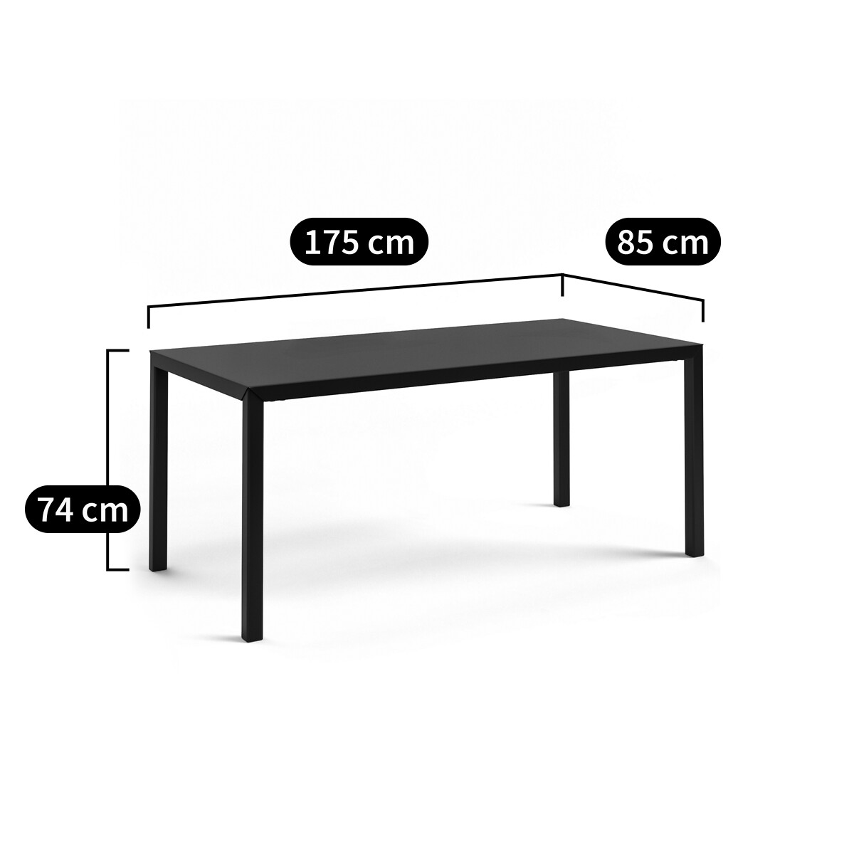 LA REDOUTE INTERIEURS<br>Mesa de jantar em aço preto, 6 pessoas Hiba