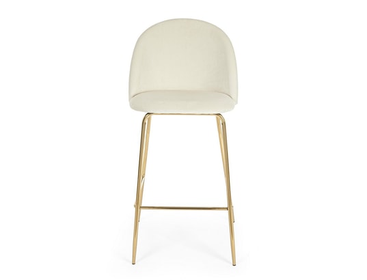 CONCEPT1 - Tabouret de bar Lot de 2 T. Carry velours blanc (Bar)