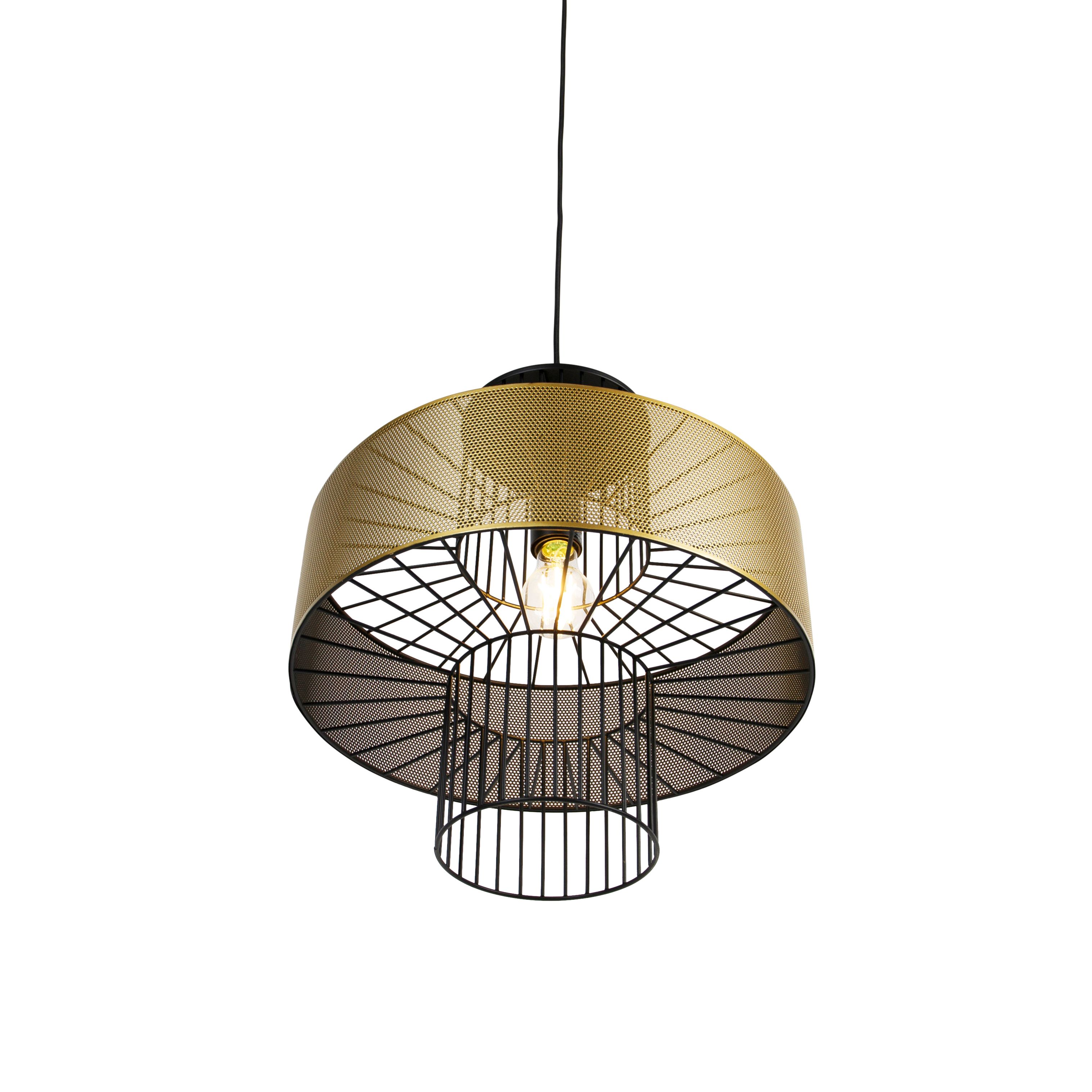 Design hanglamp goud met zwart 40 cm - Tess