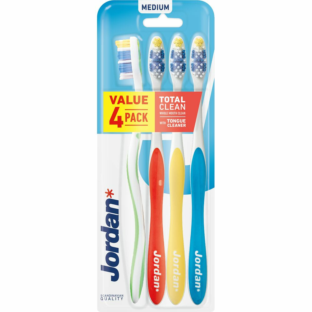 Jordan Tandenborstel Total Clean Medium 4-pack4 stuks