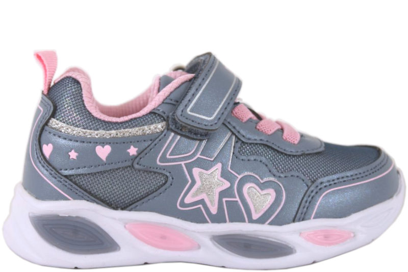PONNY BLÅ SNEAKERS MED LYS I TEKSTIL OG PU