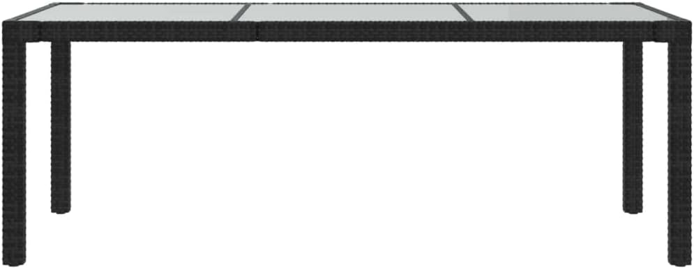 vidaXL Gartentisch Esstisch Terrassentisch Gartenmöbel Balkontisch Outdoor Tisch Außentisch Schwarz 190x90x75cm Gehärtetes Glas Poly Rattan