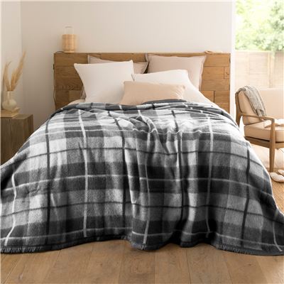 Couverture WOOLMARK® tissée jacquard - 400 g/m² - chaude