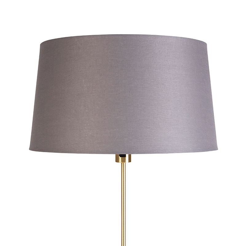 Vloerlamp goud/messing met linnen kap grijs 45 cm - Parte