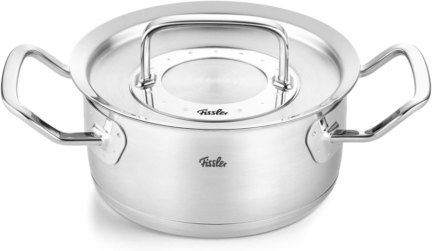 Fissler Original-Profi Collection/Edelstahl-Kochtopfset, 5-teilig, Töpfe mit Metall-Deckel (3 Kochtöpfe,1 Bratentopf 1 Stielkasserolle-deckellos) - Induktion