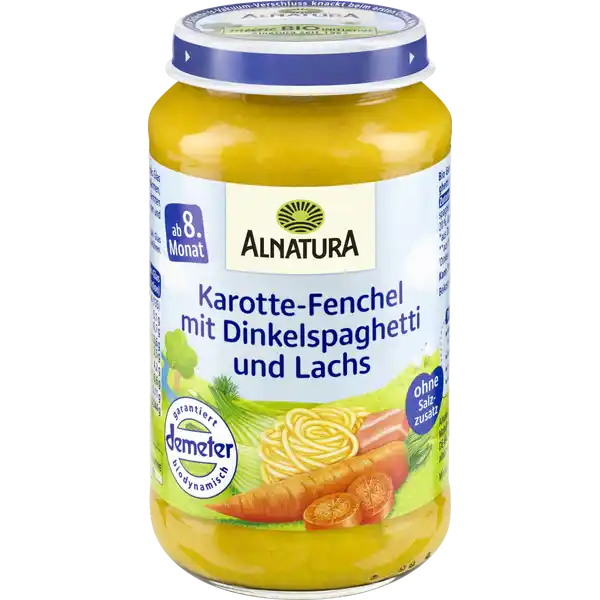 Bio Karotten, Fenchel mit Dinkelspaghetti und Lachs