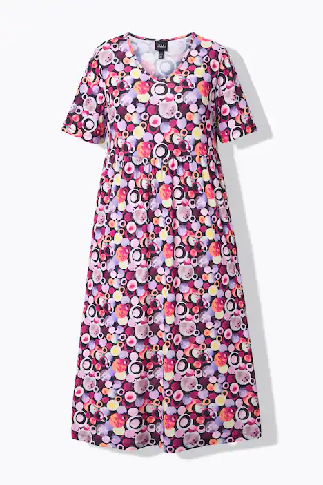 Maxikleid, A-Linie, V-Ausschnitt, Halbarm, Taschen, schwarz