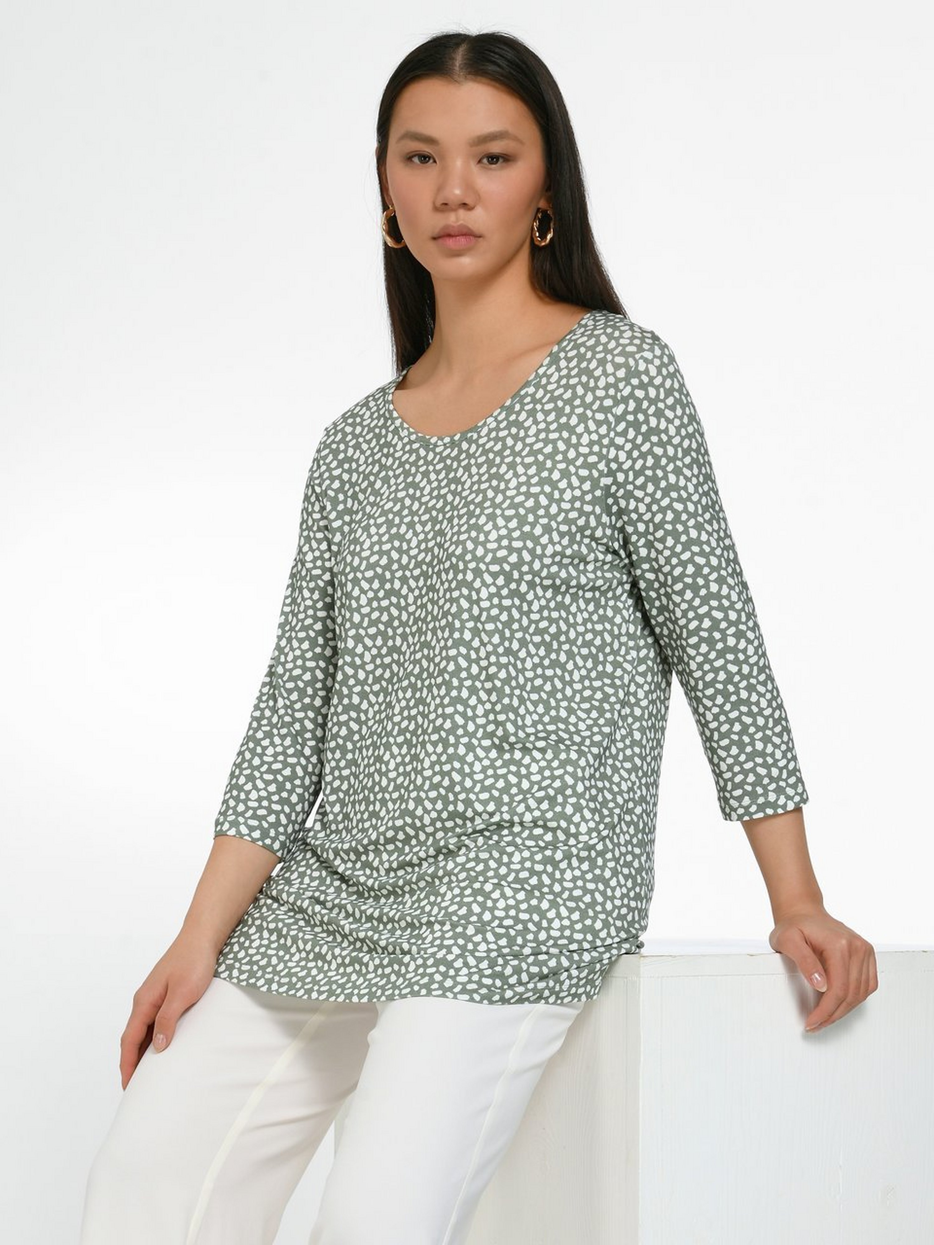 Rundhals-Shirt mit 3/4-Arm