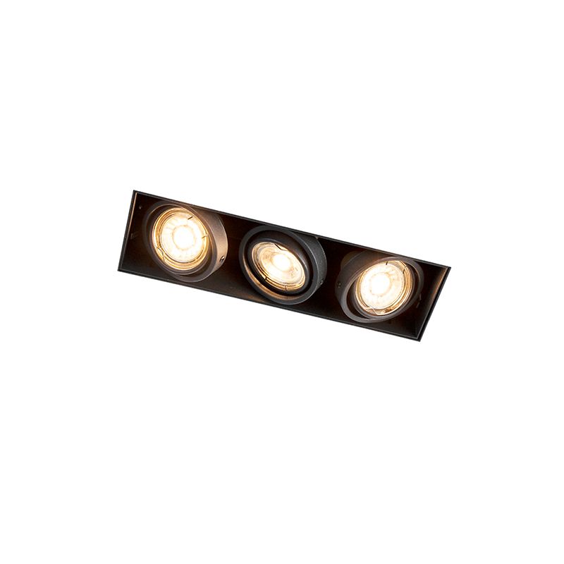 Inbouwspot zwart draai- en kantelbaar trimless 3-lichts - Oneon