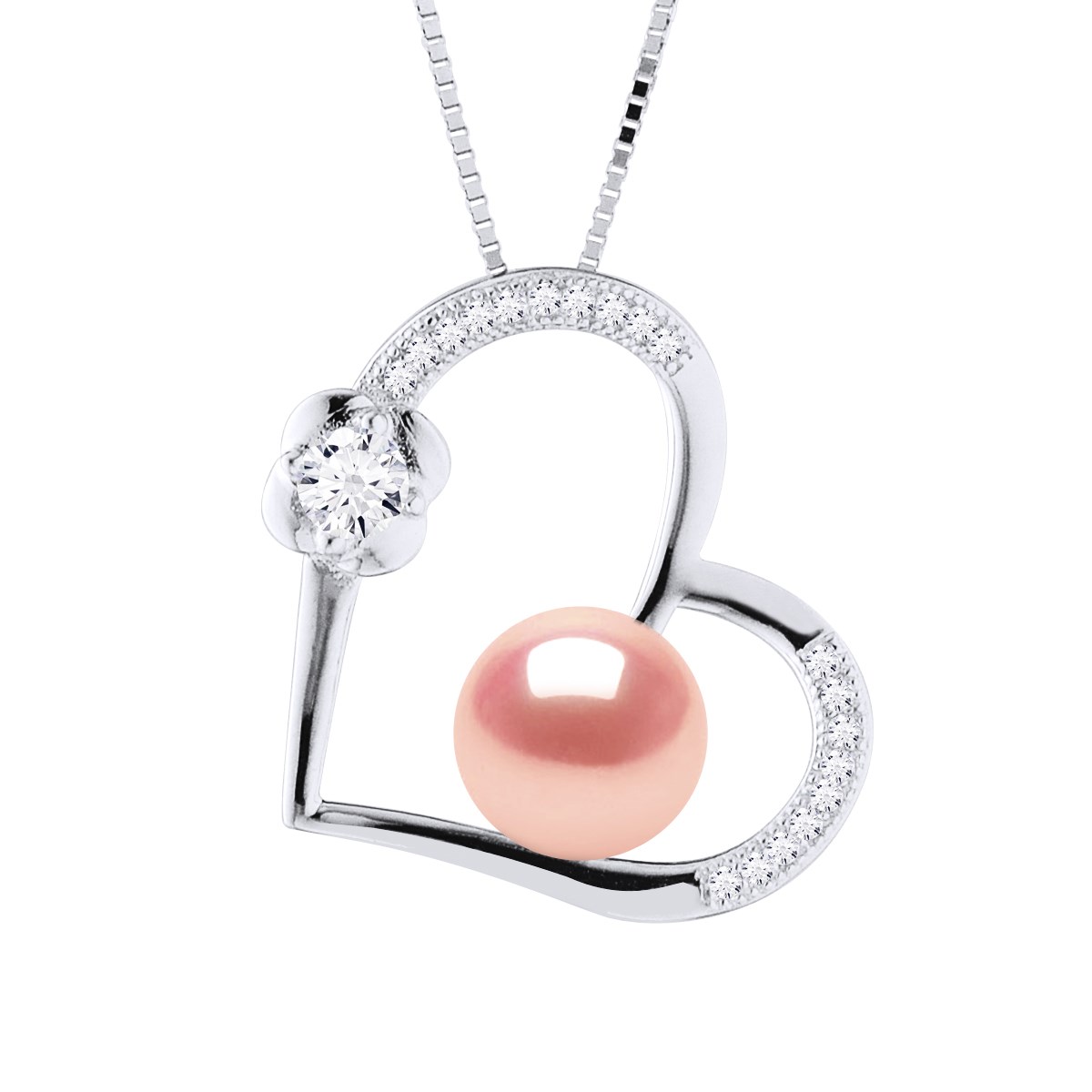 Collier LOVE Perle d'Eau Douce 8-9 mm Rose Argent 925