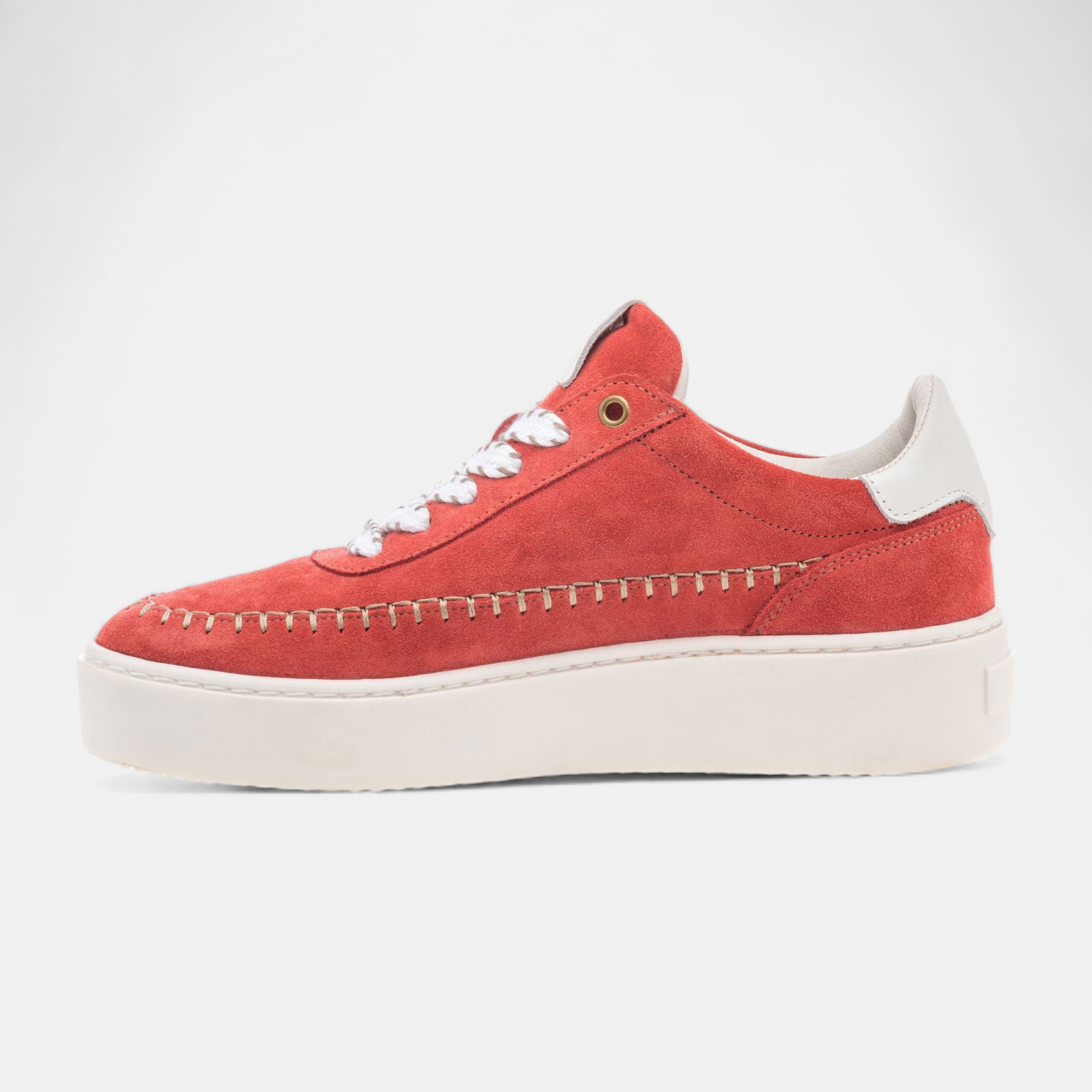 Baskets basses Femme en cuir corail