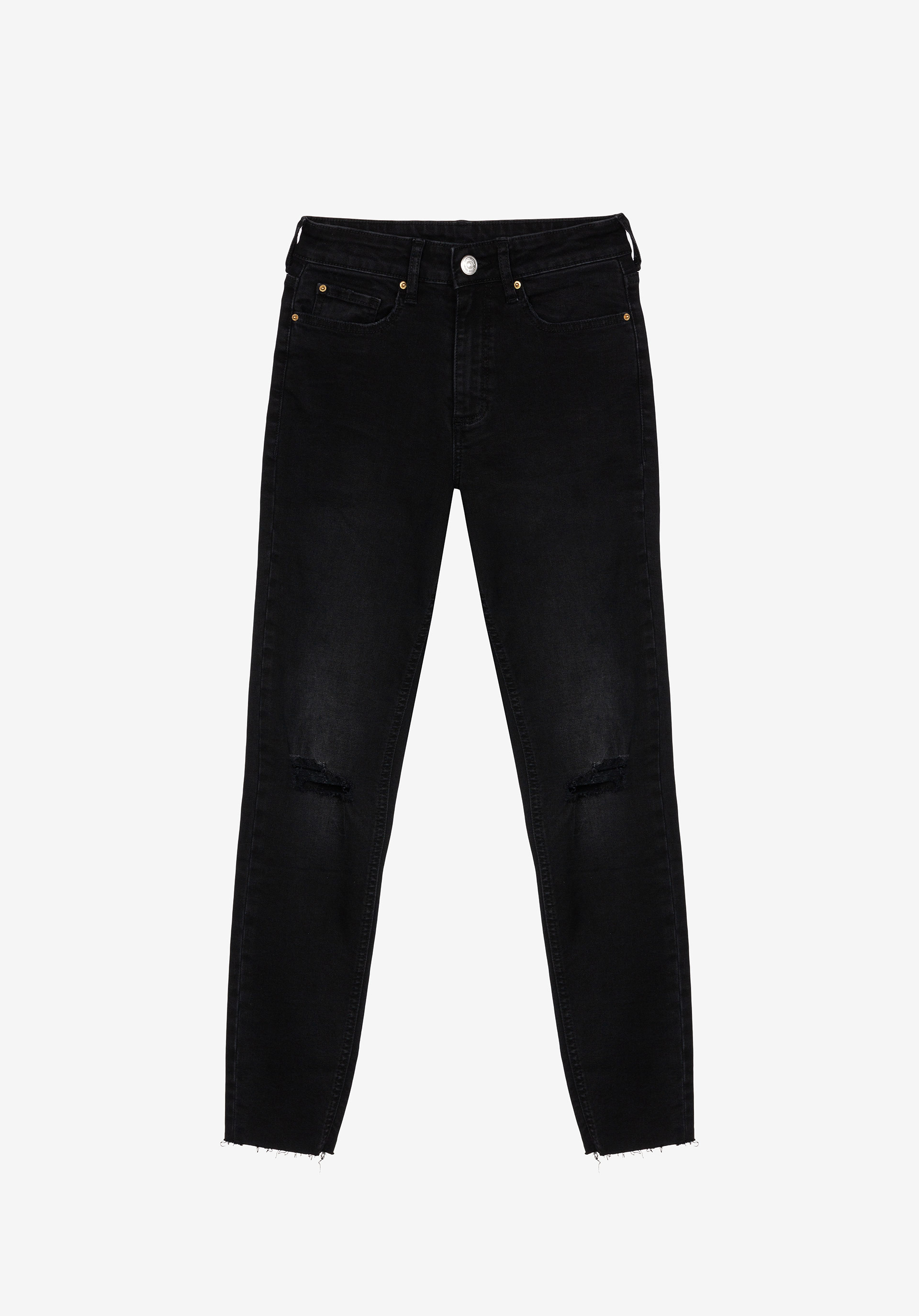 Jeans Lauren Skinny Cintura Alta com Rasgões
