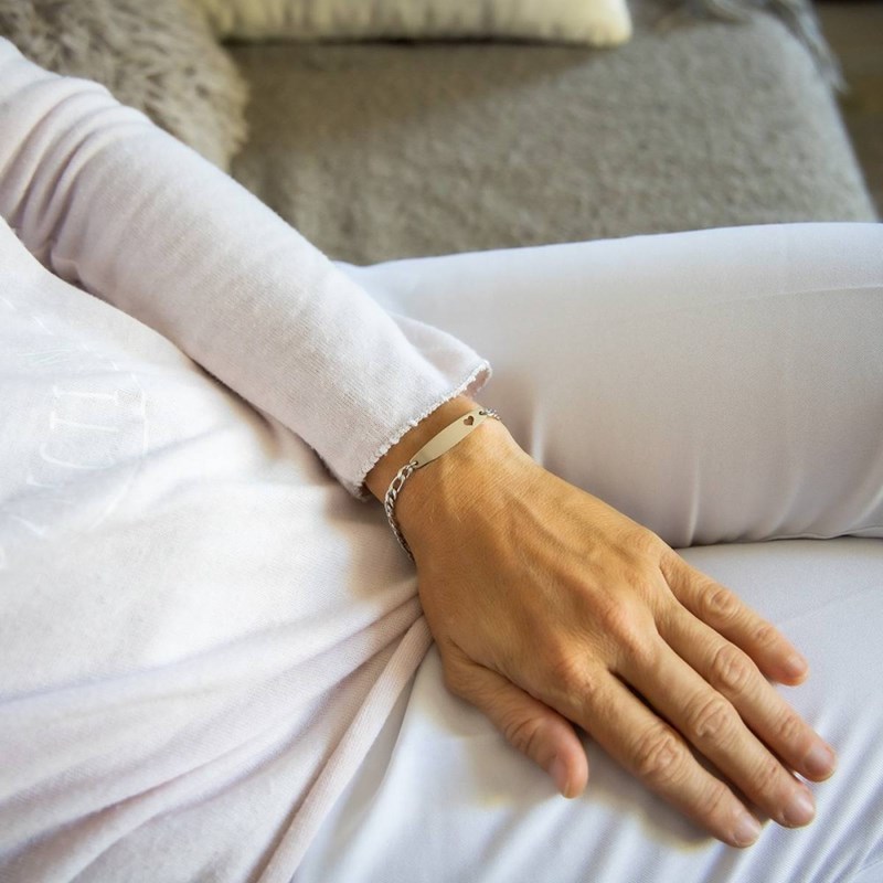 Gourmette Bracelet en Acier Coeur pour Femme