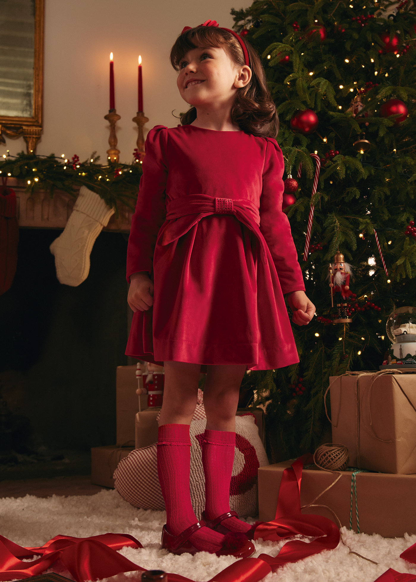 Vestido de veludo para meninas