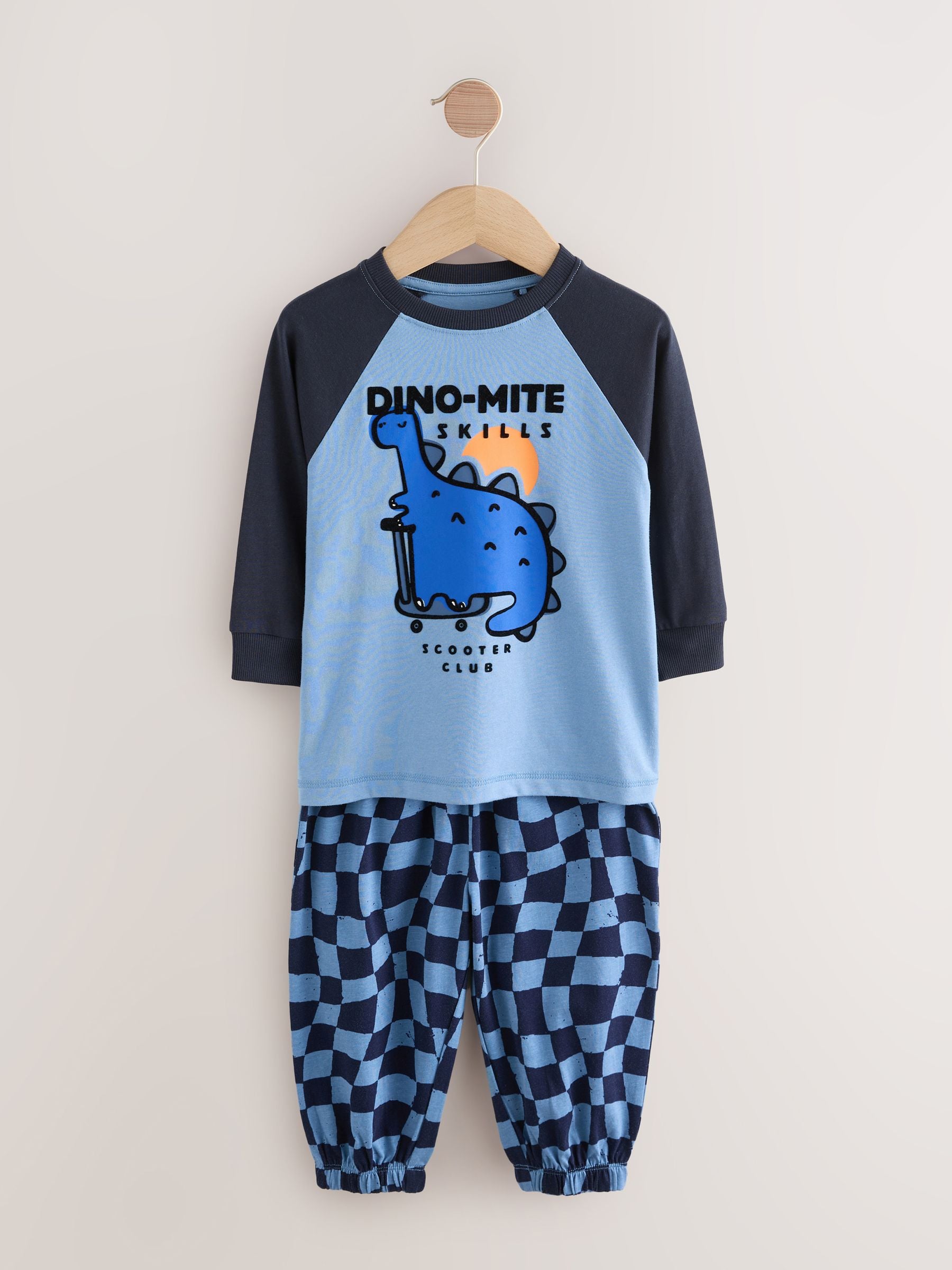 Oranje/marineblauwe met dinosaurusprint - Verpakking van 3 oversized pyjama's 3 (9mnd -10jr)