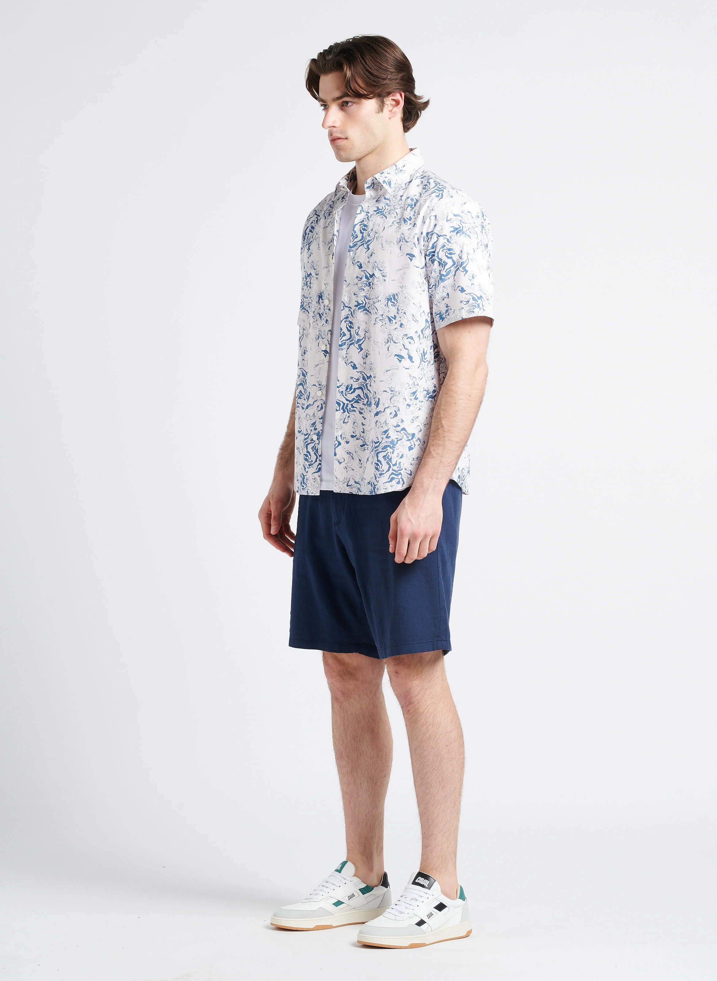 Short regular-fit en coton bio mélangé | Bleu