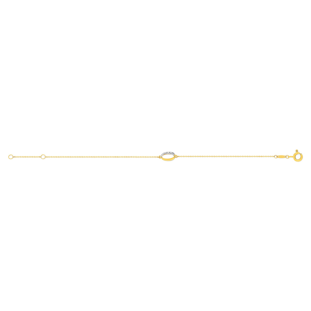 Bracelet or 375 2 tons diamant 18 cm